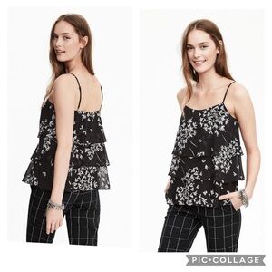NWT Banana Republic Floral-Print Tiered Sleeveless Top, Sz L